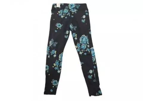 NWT Justice Fleece Lined Floral Leggings.